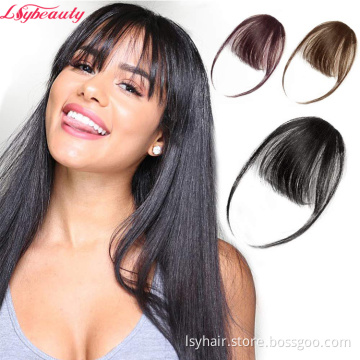 Clip in Fringe Bangs 100% Human Hair Extensions Natural Black Brown Flat Bangs With Temples Hairpiece Human Hair Air Bangs